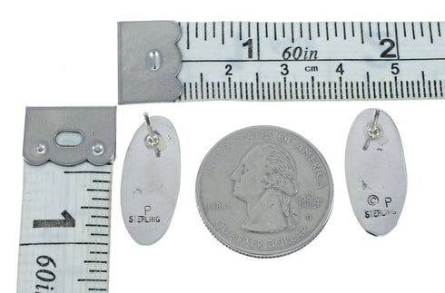 Navajo Indian Sterling Silver Opal Post Earrings X10067