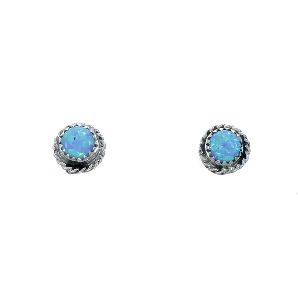 Sterling Silver Navajo Blue Opal Post Earrings X10048