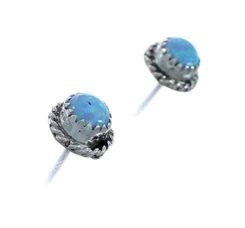 Sterling Silver Navajo Blue Opal Post Earrings X10048