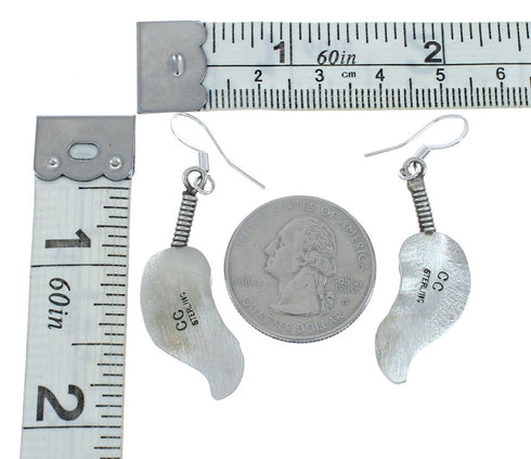 Native American Sterling Silver Feather Hook Dangle Earrings X10081