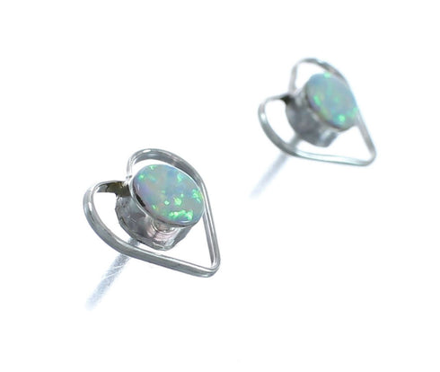 Sterling Silver Opal Zuni Post Stud Earrings X10064