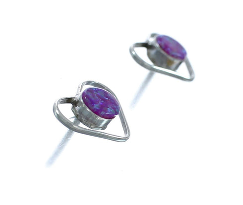 Sterling Silver Pink Opal Zuni Post Stud Earrings X10065