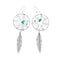 Sterling Silver Turquoise Coral Dream Catcher Feather Navajo Hook Dangle Earrings X10077