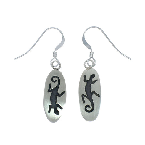 Sterling Silver Lizard Navajo Hook Dangle Earrings X10056