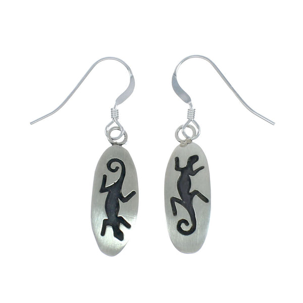 Sterling Silver Lizard Navajo Hook Dangle Earrings X10056