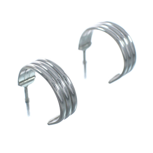 Native American Twisted Sterling Silver Post Hoop Earrings X10066