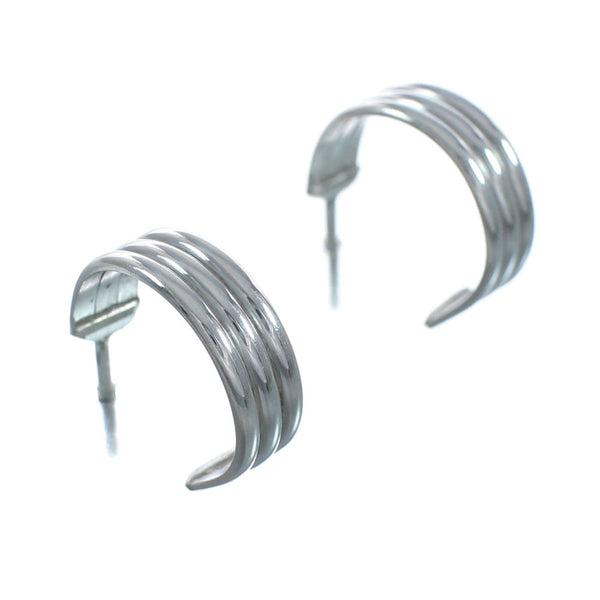 Native American Twisted Sterling Silver Post Hoop Earrings X10066