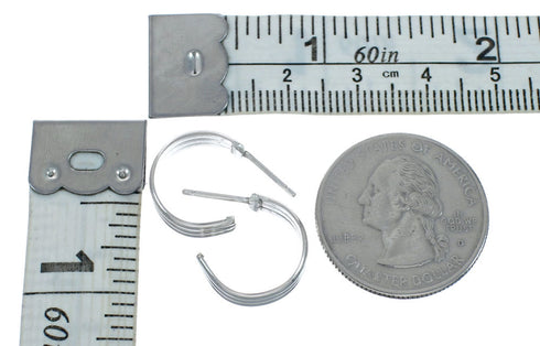 Native American Twisted Sterling Silver Post Hoop Earrings X10066