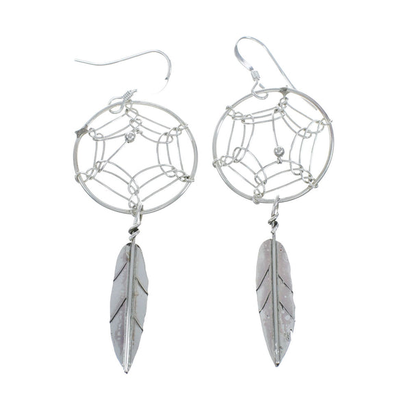 Native American Sterling Silver Feather Hook Dangle Earrings X10078