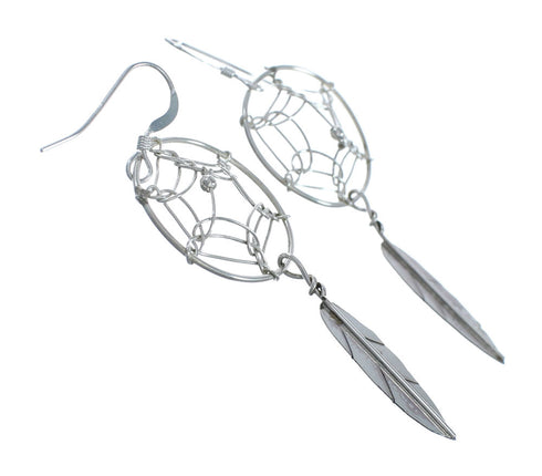 Native American Sterling Silver Feather Hook Dangle Earrings X10078