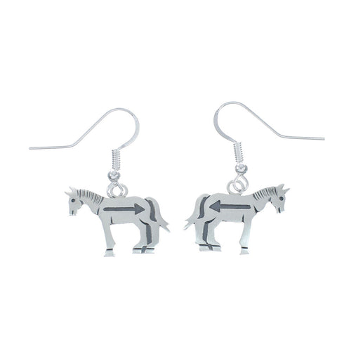 Horse Sterling Silver Navajo Hook Dangle Earrings X10069