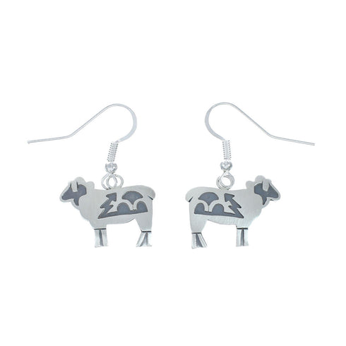 Sheep Sterling Silver Navajo Hook Dangle Earrings X10072