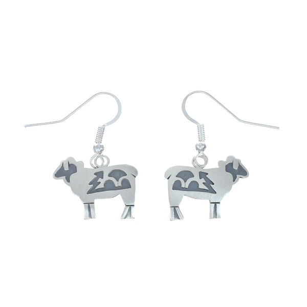 Sheep Sterling Silver Navajo Hook Dangle Earrings X10072