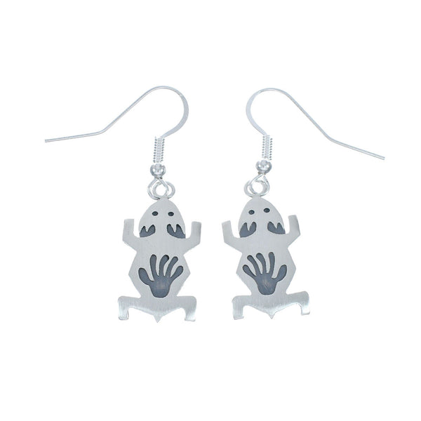 Frog Sterling Silver Navajo Hook Dangle Earrings X10073