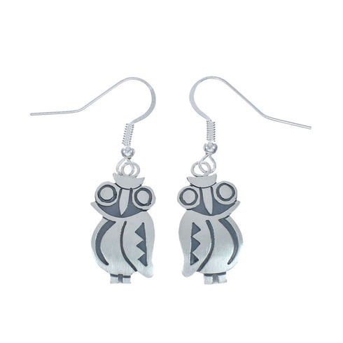 Owl Sterling Silver Navajo Hook Dangle Earrings X10074