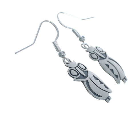 Owl Sterling Silver Navajo Hook Dangle Earrings X10074