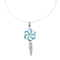 Southwest Flower Feather Turquoise Inlay Sterling Silver Snake Chain Necklace Set X10217