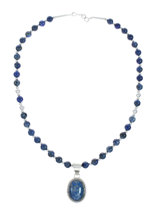 Denim Lapis Pendant Sterling Silver Bead Necklace Set X10219
