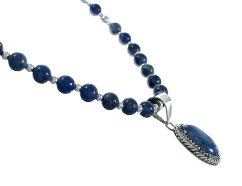 Denim Lapis Pendant Sterling Silver Bead Necklace Set X10219
