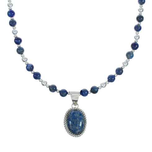 Denim Lapis Pendant Sterling Silver Bead Necklace Set X10220