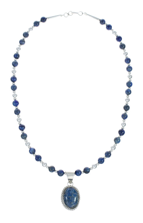 Denim Lapis Pendant Sterling Silver Bead Necklace Set X10220