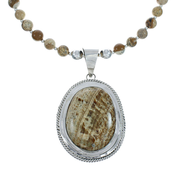 Picture Rock Sterling Silver Native American Bead Necklace Set X10223