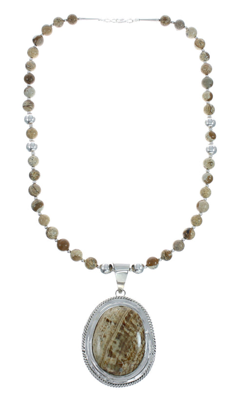 Picture Rock Sterling Silver Native American Bead Necklace Set X10223