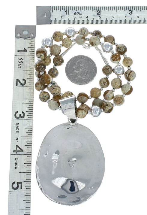 Picture Rock Sterling Silver Native American Bead Necklace Set X10223