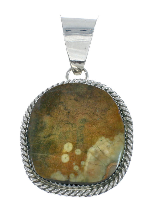 Sterling Silver Multicolor Jasper Native American Bead Necklace X10226