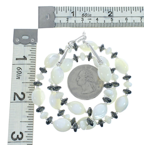 Genuine Sterling Silver Hematite and Mother of Pearl Bead Necklace X10229