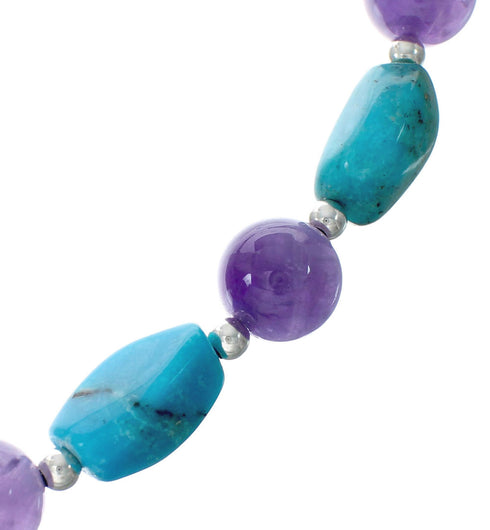 Southwestern Sterling Silver And Amethyst Bead Necklace X10212