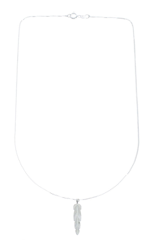 Native American Sterling Silver Feather Pendant Liquid Silver Necklace X10231