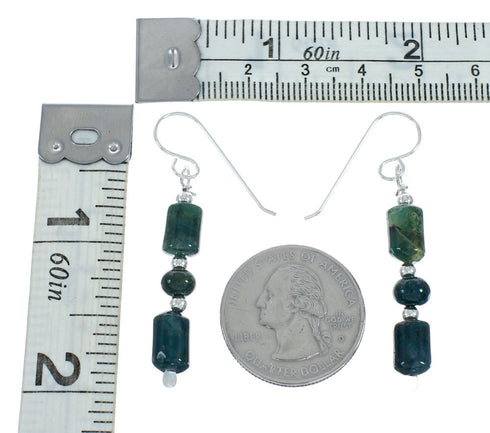 Native American Green Jasper Sterling Silver Bead Earrings X10153