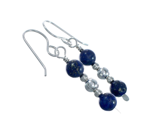 Native American Sterling Silver Lapis Bead Earrings X10154