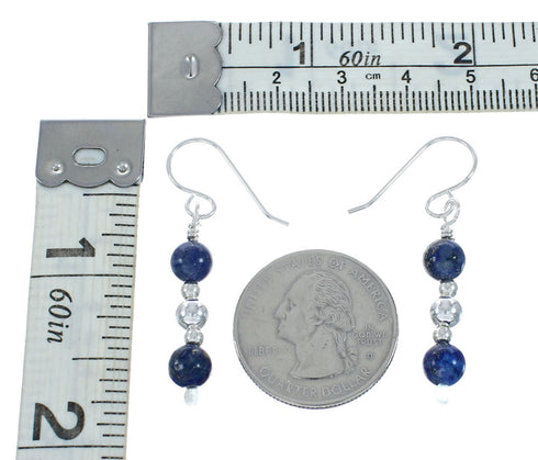 Native American Sterling Silver Lapis Bead Earrings X10154
