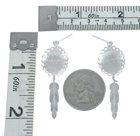 Navajo Sterling Silver Feather Post Dangle Earrings X10159