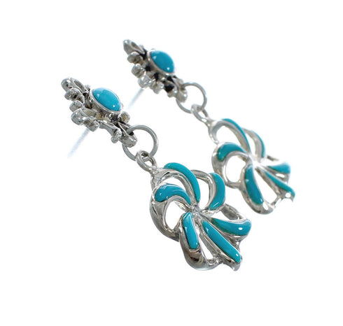 Sterling Silver Turquoise Flower Post Dangle Earrings X10160