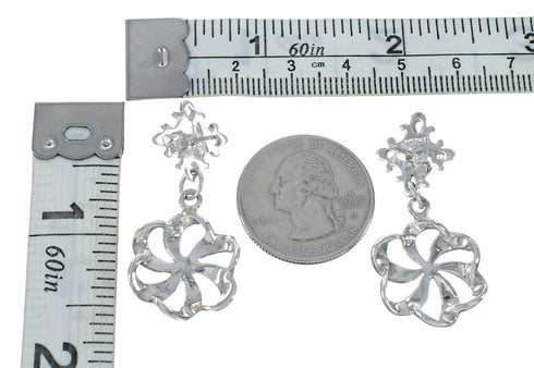 Sterling Silver Turquoise Flower Post Dangle Earrings X10160