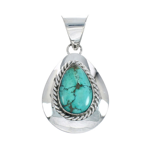 Sterling Silver Turquoise Navajo Tear Drop Pendant X10139