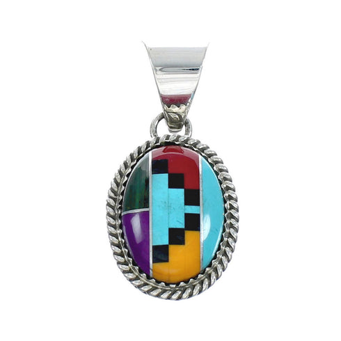 Native American Manmade Multicolor Inlay Pendant X10128