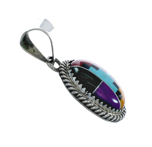 Native American Manmade Multicolor Inlay Pendant X10128