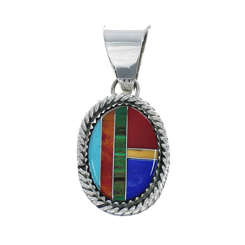 Navajo Manmade Multicolor Inlay Pendant X10131