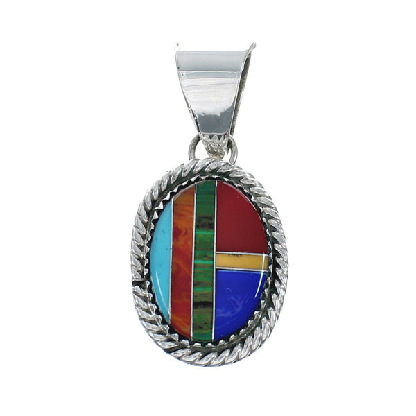 Navajo Manmade Multicolor Inlay Pendant X10131