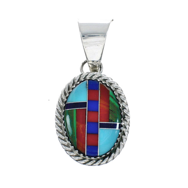 Native American Manmade Multicolor Inlay Pendant X10132
