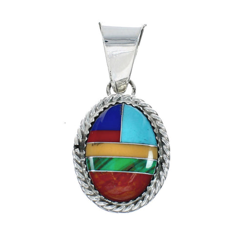 Native American Manmade Multicolor Inlay Pendant X10133