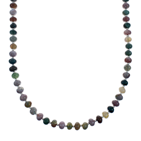 Multicolor Jasper Sterling Silver Navajo Bead Necklace X10116