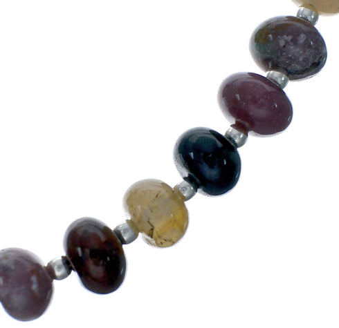 Multicolor Jasper Sterling Silver Navajo Bead Necklace X10116