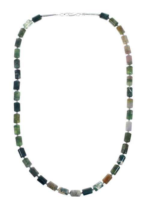 Southwest Authentic Sterling Silver Multicolor Jasper Bead Necklace X10117