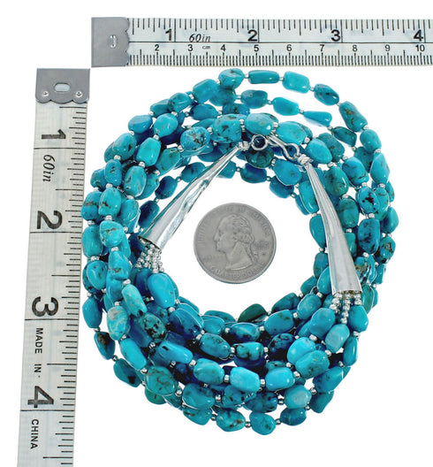 Native American 5 Strand High Turquoise Bead Necklace X10109