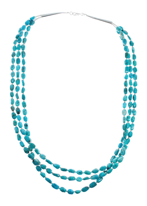 Native American 3 Strand High Turquoise Bead Necklace X10110